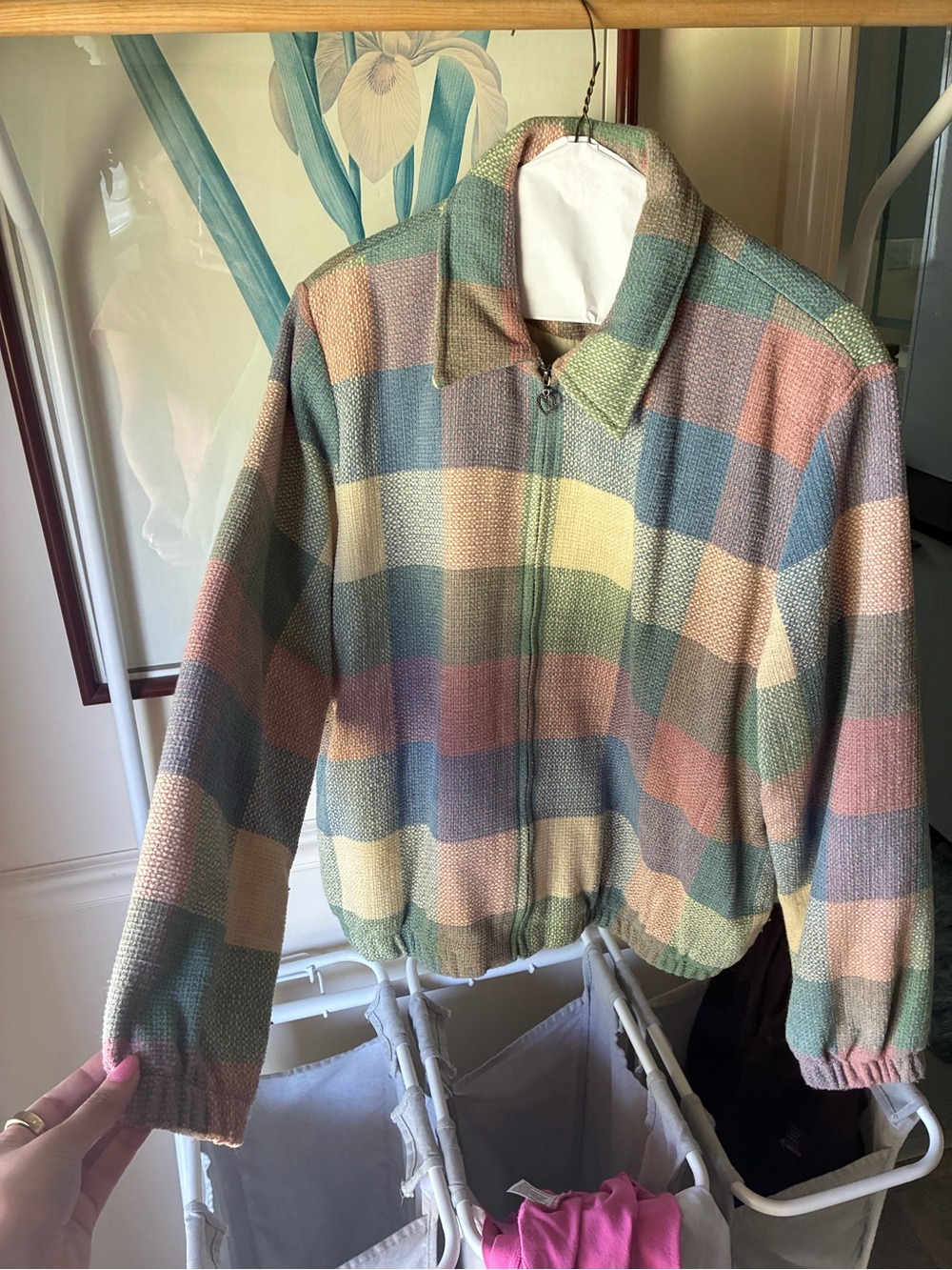 Alfred Dunner Pastel Plaid Petite Jacket - Mint, Pink, Cream